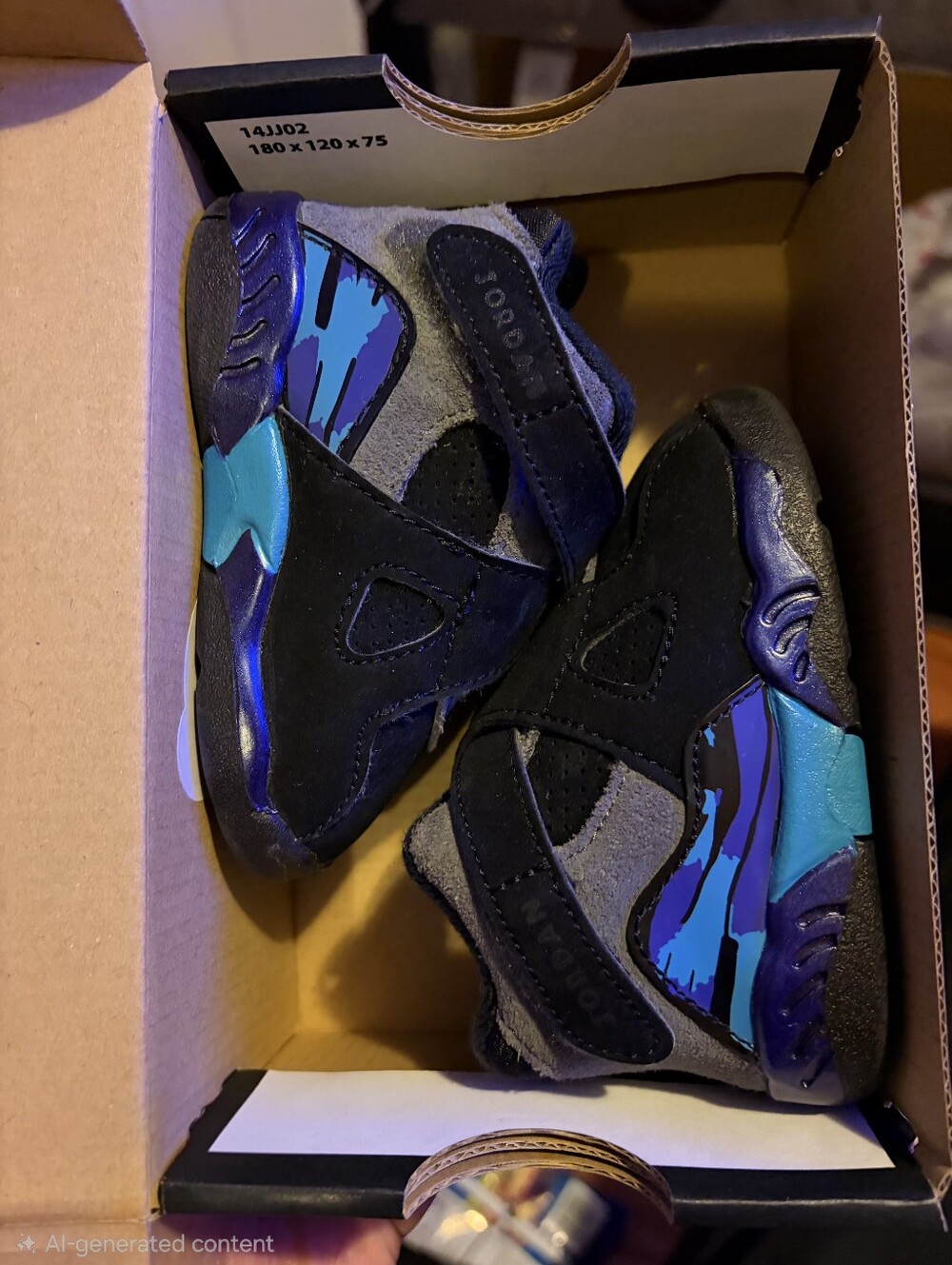Jordan Toddler Black High-Top Sneakers with Teal & Purple Accents